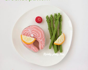 Salmon Steak with Asparagus Crochet Pattern