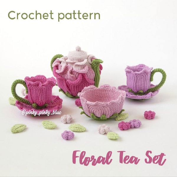 Modèle de crochet de service à thé floral
