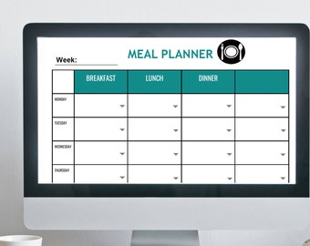 Meal Planner Printable, Editable Digital PDF