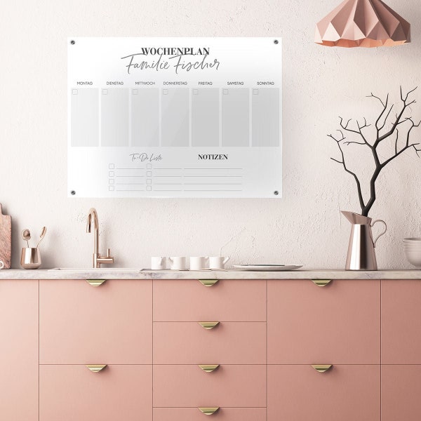 Weekly plan "Basic", acrylic calendar customizable, acrylic planner, personalized gift idea incl. pen (wipeable)