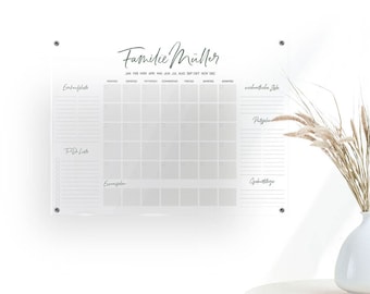Monthly plan "Family Deluxe", acrylic calendar customizable, acrylic planner, personalized gift idea incl. pen (wipeable)