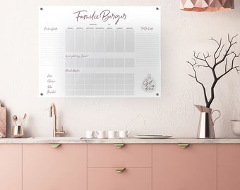 Weekly plan "Family Deluxe", acrylic calendar customizable, acrylic planner, personalized gift idea incl. pen (wipeable)