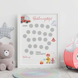 Belohnungstafel "Feuerwehr" für Kinder digital zum ausdrucken, als Poster oder als Acrylglasbild, Belohnungsplan, Lernhilfe, Grundschule
