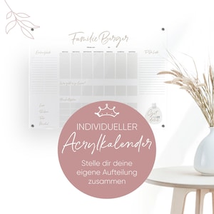 Fully (!) customizable acrylic calendar, individually designed acrylic planner, personalized gift idea incl. pen (wipeable)