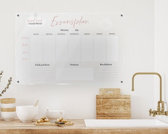 Essensplan "Veggie", Acrylkalender personalisierbar, Acrylplaner, personalisierte Geschenkidee inkl. Stift (abwischbar)