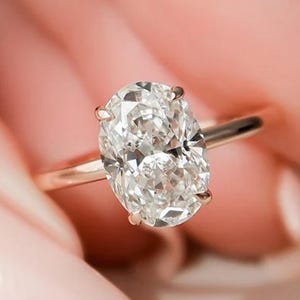 3 CT Oval Moissanite Engagement Ring Oval Hidden Halo Ring 14K Rose Gold Ring Oval Cut Wedding Ring Oval Solitaire Ring Anniversary Ring