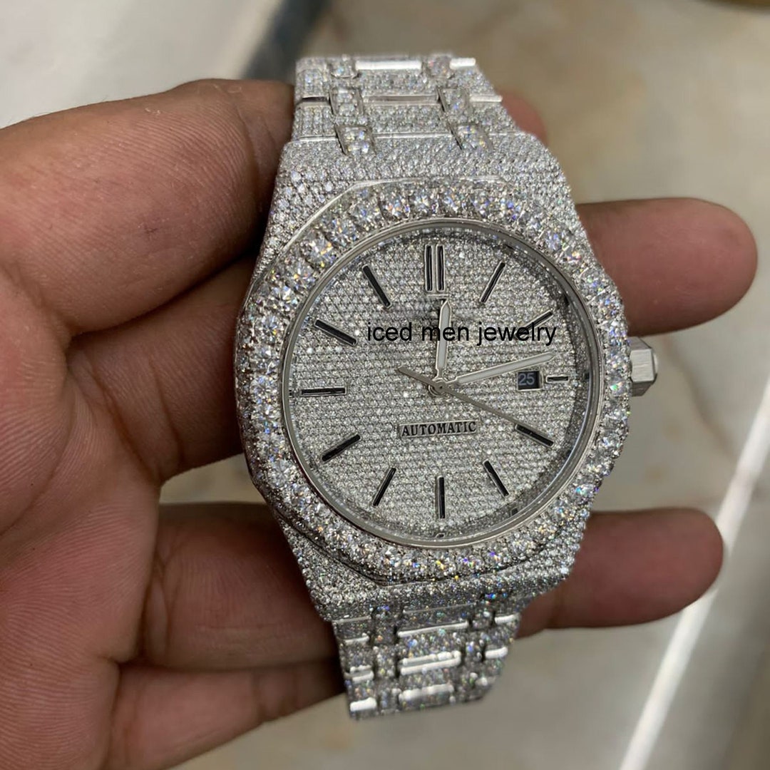 VVS Moissanite Diamond Watch, Hip Hop Watch, Automatic Movement Watch