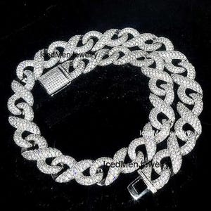 20 MM Moissanite Infinity Cuban Chain, męski hiphopowy kubański łańcuszek na prezenty urodzinowe, naszyjnik Infinity Link Diamond Iced Out Cuban Link