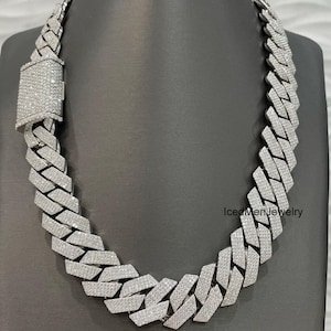 20 MM Moissanite Diamentowy Łańcuch Miami Kubański Łańcuch Bustdown Naszyjnik Kubański, Naszyjnik Kubański Link Wisiorek Hip Hop Pozłacany 18"-24"