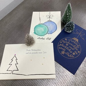 Individuelle Weihnachtskarten 3er-Set handgefertigt