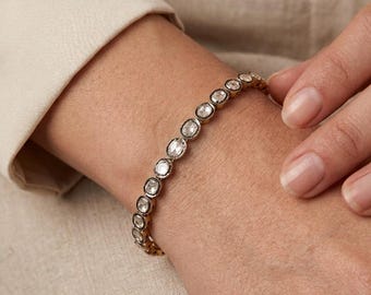 Polki Diamond Tennis Bracelet Victorian Diamond Friendship Bracelet .Diamond Slice Bracelet Polki Diamond Bracelet  Gift for her