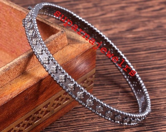 Rosecut Diamond Sterling Silver  Bangle Bracelet gift bangle .anniversary giftbangle