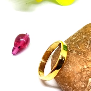 Anel de ouro maciço 14k com faixa lisa, anel de ouro liso, aliança de casamento de 4 mm, aliança de ouro 14k, aliança de casamento plana de ouro. Presente de aniversário para ela