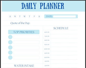 Daily Planner Printable, Instant Download, To Do List, Daily Schedule Printable