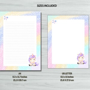 Unicorn Printable Stationery Paper, Lined and Unlined, A4 and Letter ...