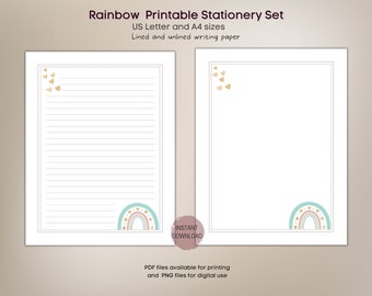Rainbow Stationery: Lined & Unlined Writing Paper (Digital Download)