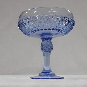 Indiana glass vintage compote blue diamond point 7.5&quot;