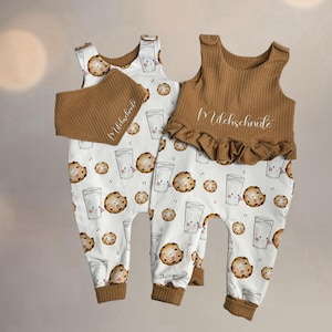 Baby Strampler mit Milch und Cookies - neutrale Babykleidung - Babyhose - Taufgeschenk - Babygeschenke - Baby Outfit - Baby Romper