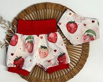 Kurze Pumphose für Babys und Kleinkinder mit Erdbeeren -  Kurze Hose für Jungs und Mädchen - Sommer Babykleidung - Sommerhose - Gr. 56-128