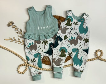 Strampler Baby Junge Mädchen, Strampler Set mit süßen Dinos, Romper, Spielanzug in den Gr. 38-92 auch für Frühchen, Geschenke zur Geburt