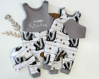 Rompers with cute skunks - cute baby clothes for spring and summer with personalization - baby outfit - baby gifts - size 38-92