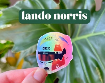 Sticker minihelm Lando Norris | schattige Formule 1-sticker voor notebooks, bidons en laptops | McLaren F1