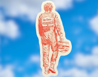 Aryton Senna sketch sticker | F1 sticker | cute Formula One stickers | Ferrari stickers