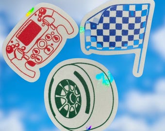 Racing Basics Suncatchers window stickers | cute Formula One sticker for windows | Racing F1 Christmas stocking stuffer gifts