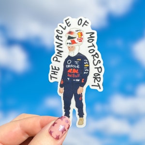Pegatina de Max Verstappen &quot;Cima del Automovilismo&quot; / Bonita pegatina de Fórmula 1 para cuadernos, botellas de agua y portátiles / Red Bull F1