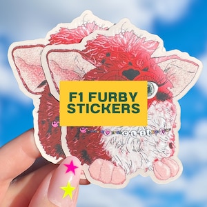 Pegatinas Furby F1 / Pegatinas de F1 para portátiles, portátiles y botellas de agua / Charles Leclerc, Lewis Hamilton, Max Verstappen, F1
