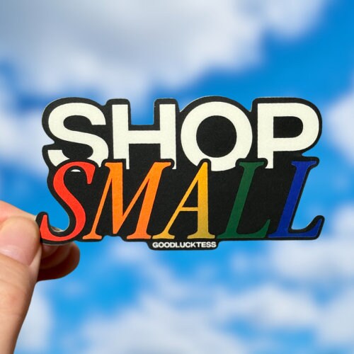 Shop Small Sticker Shop Small Sticker | Weatherproof Holographic Laptop Decal - Etsy