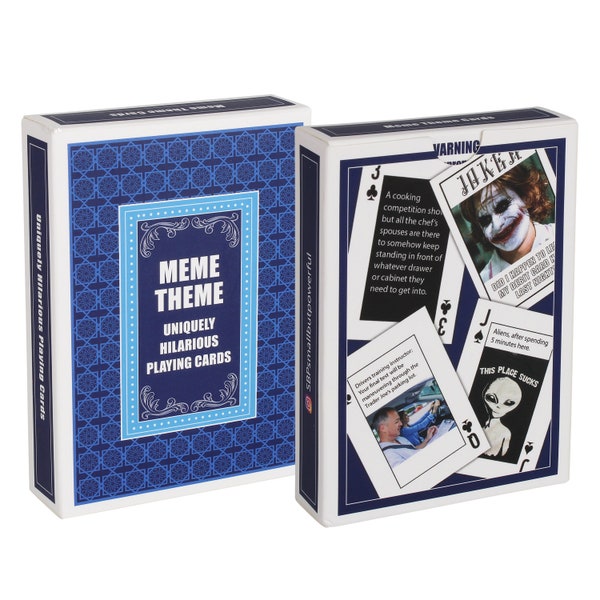 Meme Theme Playing Cards - 54 uniquely funny cards. A clever and fun gift for any occasion. Perfect white elephant idea!