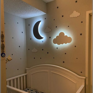 Moon Lamp and Cloud Lamp, Moon Light and Cloud Wall Light Set, Nursery Wall Light, Custom Baby Gift, Nursery Night Light,  Baby Room Lamp