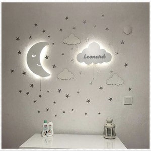 Bundle Set: Cloud Light, Moon Night Light, Baby Night Light, Cloud Lamp, Moon Lamp, Custom Baby Gift, Nursery Night Light,  Baby Room Light