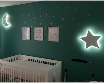 Star Lamp, Moon Lamp, Baby Night Light, Baby Room Lamp, Nursery Wall Lamp, Kids Wall Lamp, Nursery Wall Art, First Birthday Gift