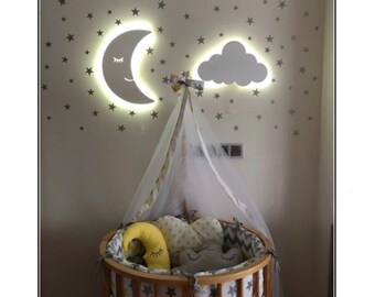 Moon Lamp and Cloud Lamp, Nursery Wall Decor, Baby Girl Gift, Baby Boy Gift, Nursery Night Light, Baby Room Light, Custom Baby Gift