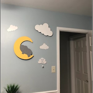 Elephant on the Moon Lamp, Cloud Lamp, Kids Gift, Nursery Night Light, Baby Night Light, Baby Shower Gift, Baby Room Decor, Baby Room Lamp