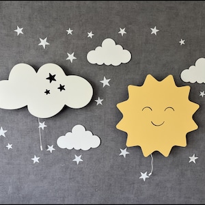 Sun Lamp, Cloud Lamp, Baby Room Light, Nursery Wall Lamp, First Birthday Gift, Baby Room Wall Art, Nursery Wall Light, Nursery Night Light