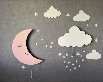 Moon Lamp, Cloud Lamp, Baby Night Light, Baby Girl Gift, Nursery Wall Lamp, Moon Light, Cloud Light, Nursery Wall Decor, Kids Wall Lamp
