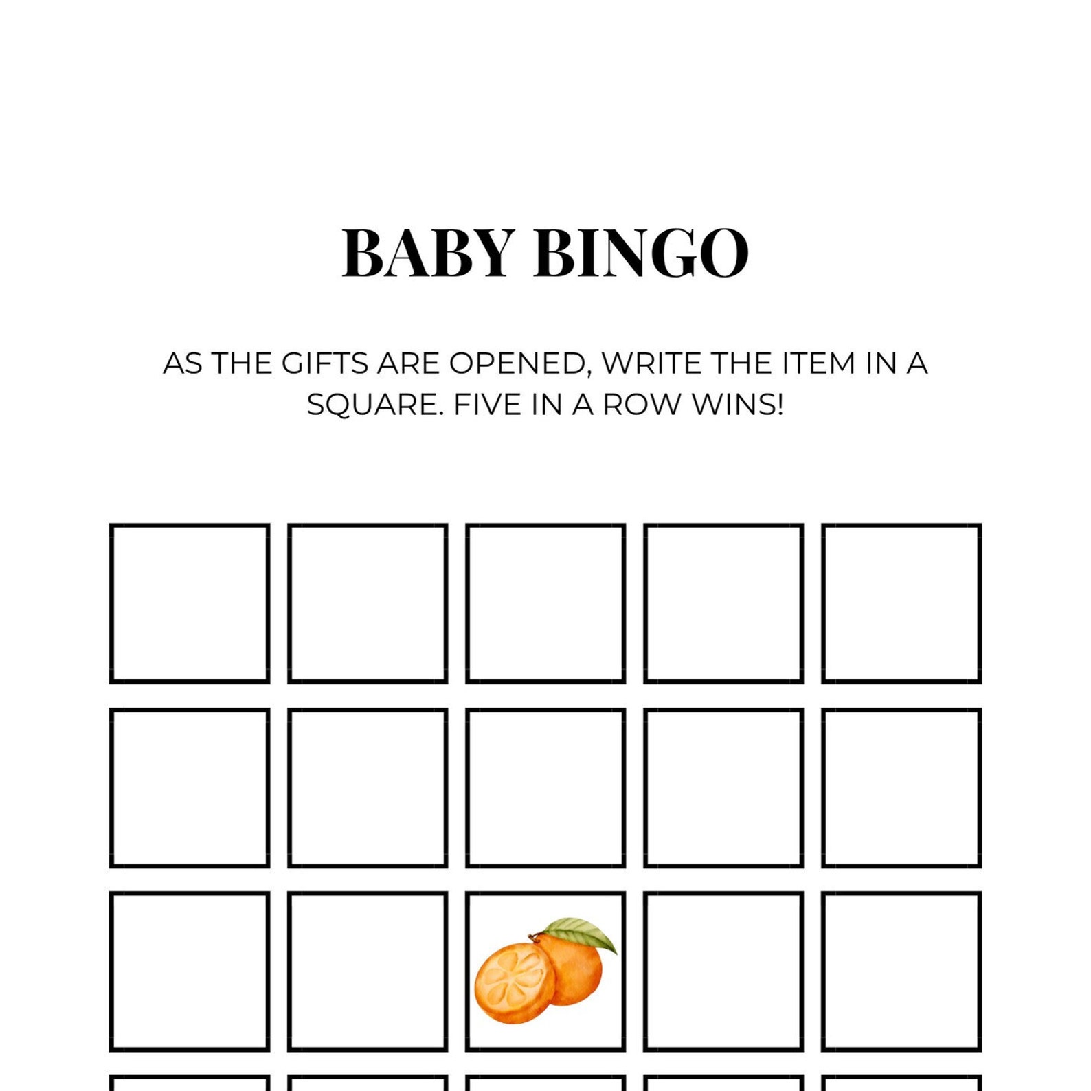Little Cutie Printable Baby Shower Game Bundle Orange Baby Etsy