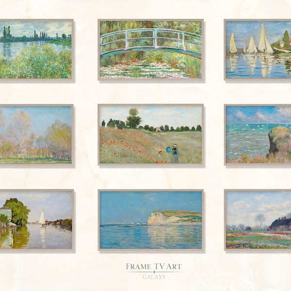 Samsung Frame TV Art Set of 9 Claude Monet Paintings, Vintage Landscape Oil Painting, Famous Paintings for Vintage Decor, DIGITAL DOWNLOAD