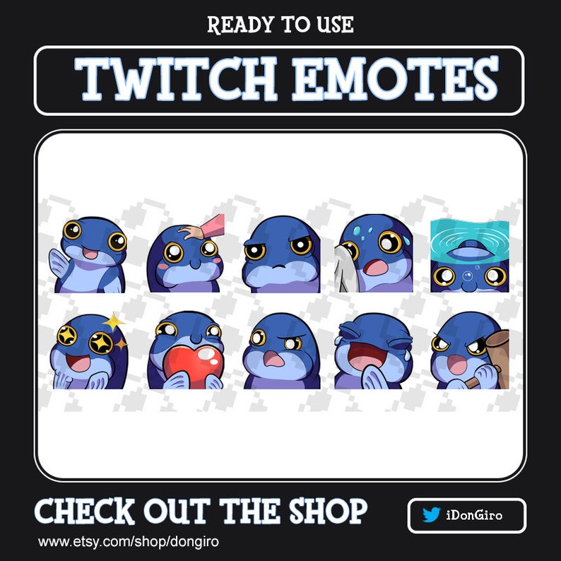 Fish Twitch Emotes Lindos Twitch Emotes Bahp Love LuL Etsy México