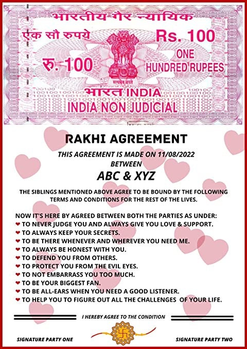 Gifty Brother and Sister Agreement Certificate / Rakhi Special - Etsy