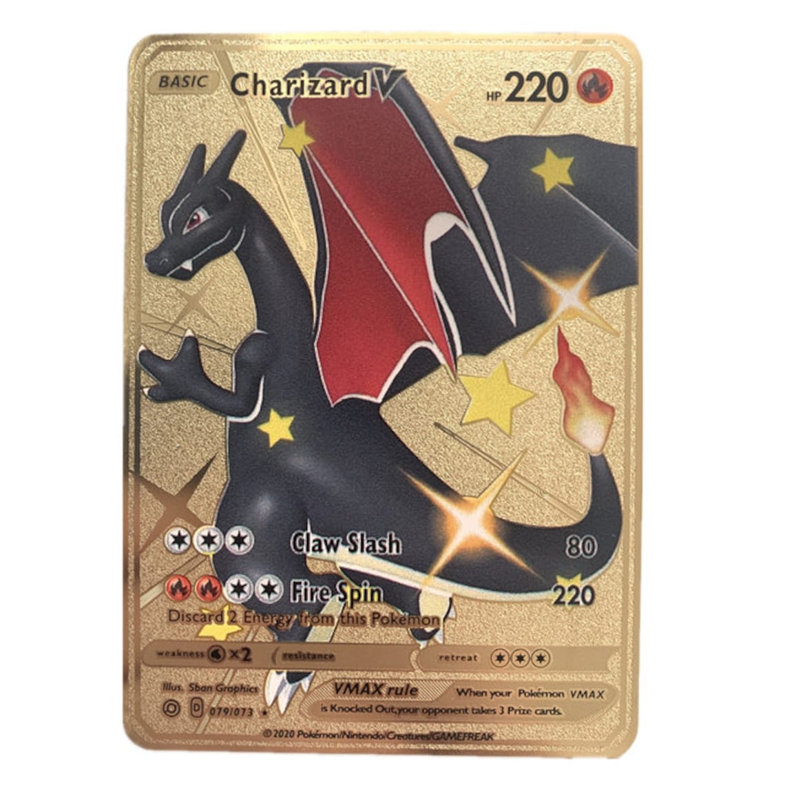 Rare Pokemon Glurak Charizard Gold Metal Card Gold Card Black Etsy