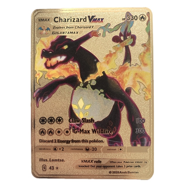 Pokemon Gold Metal Charizard Card – Radbadgergaming