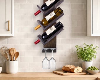 John Paddle Wooden Wall Wine and Glass Rack Braun Right