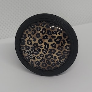 Leopard Print Cabinet Knobs – Black Glass Animal Print Drawer Pull