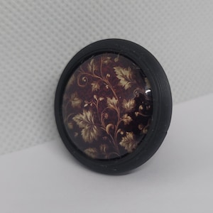 Gothic Tapestry Cabinet Knobs – Gold Burgundy Floral Glass Drawer Pulls