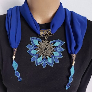 Needle Lace Scarf - Unique Turkish Needle Lace Authentic Scarf Necklace with Needle Lace Accessories