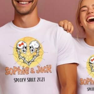 Personalized Dating Shirt, Halloween Just Married Shirt, Custom Girl-Boyfriend Matching Halloween Shirt Halloween Shirt With Newlywed Names